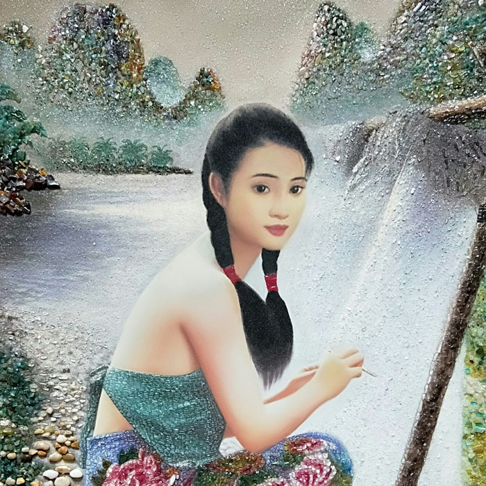 石画《漓江情》